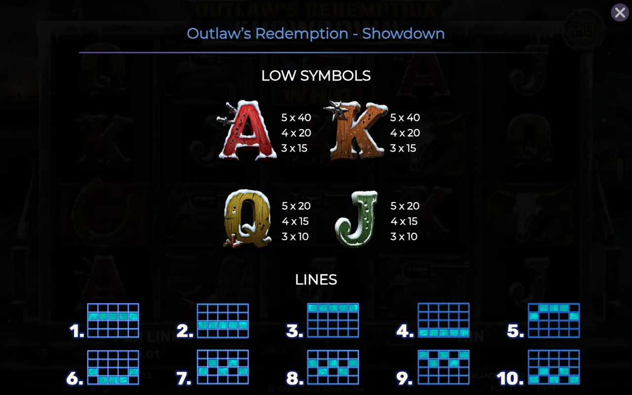 Low symbols — Outlaws Redemption Showdown