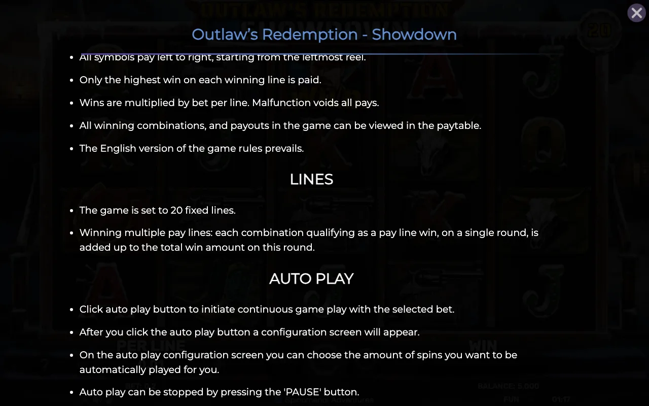 Game rules, page 7 — Outlaws Redemption Showdown