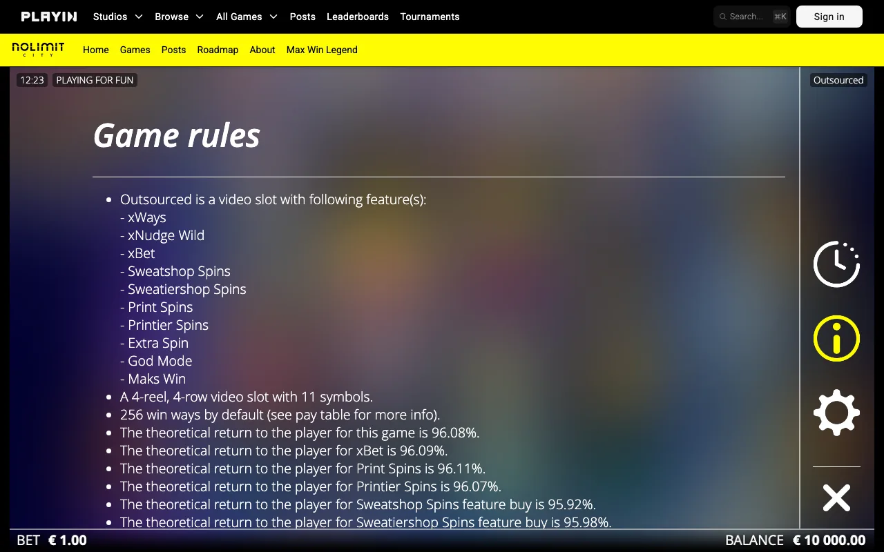 Game rules, page 1 — Outsourced