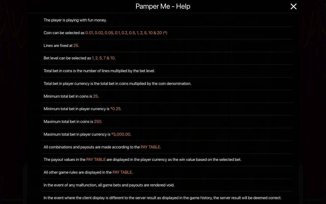 Spielregeln, Seite 1 — Pamper Me