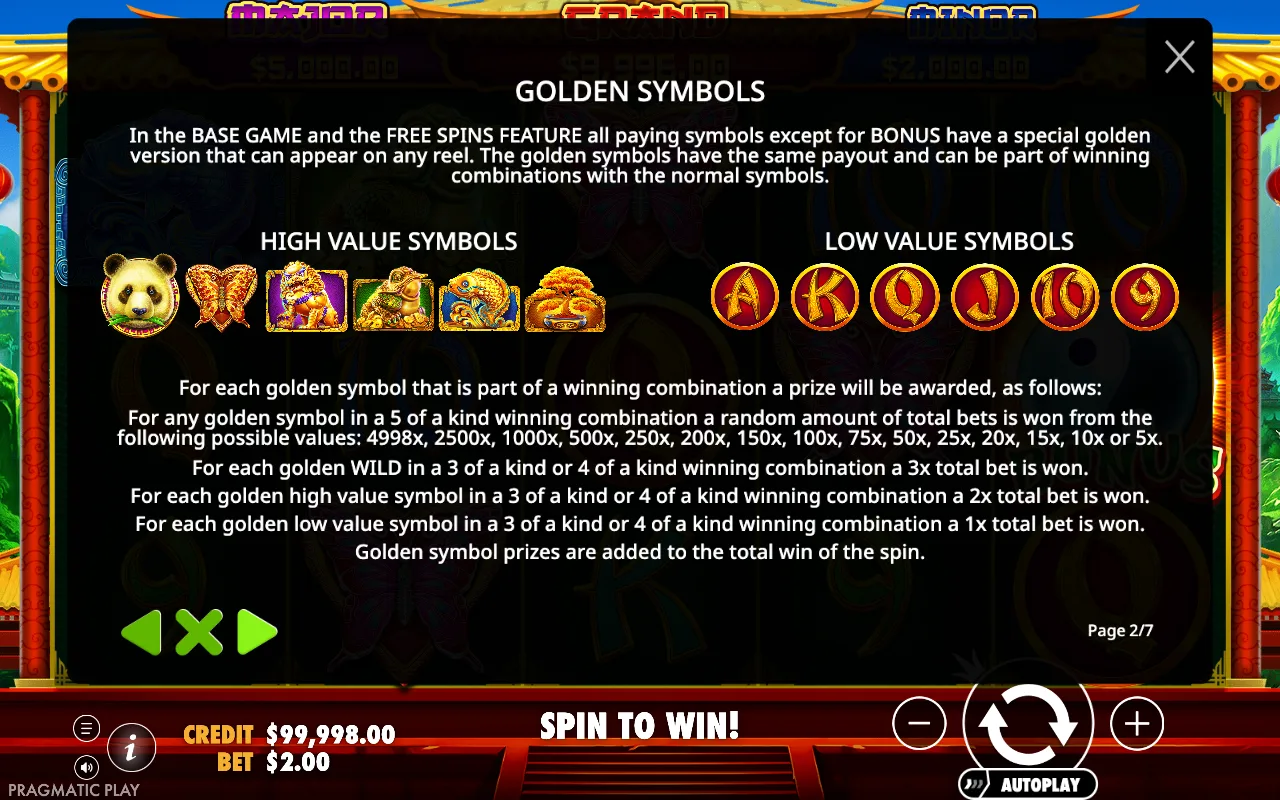 Golden symbols — Panda Fortune 2