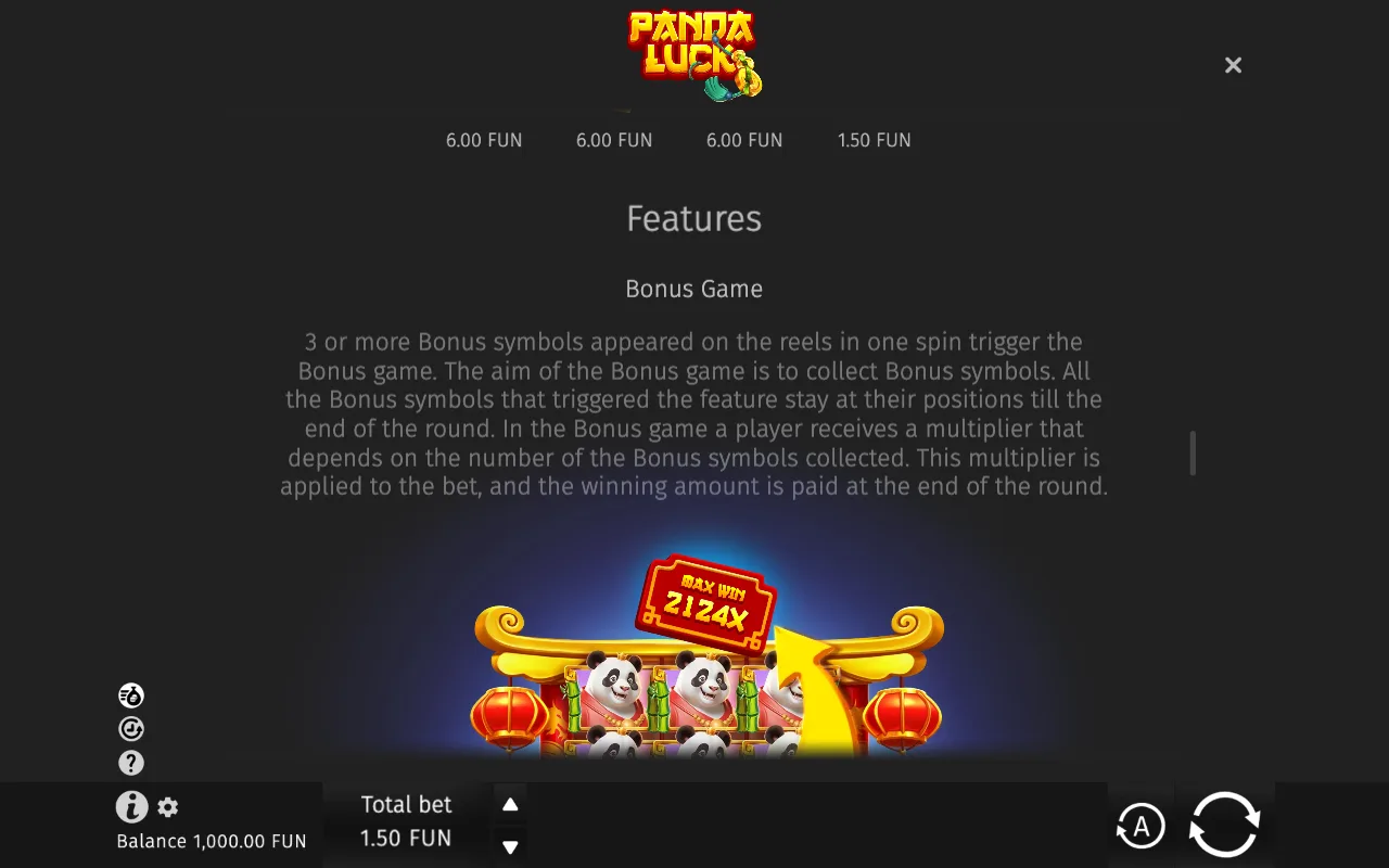 Game rules, page 2 — Panda Luck