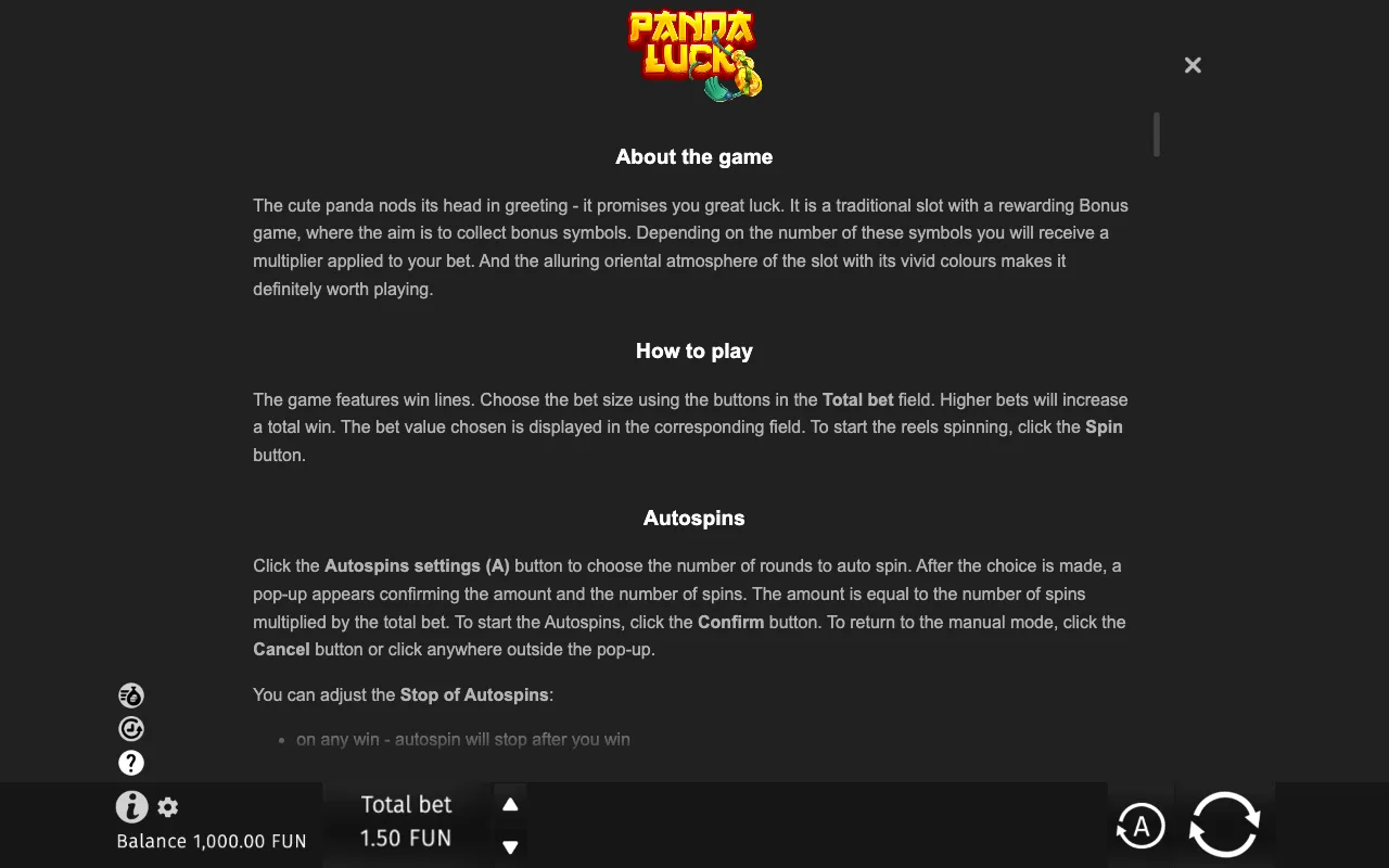 Game rules, page 4 — Panda Luck