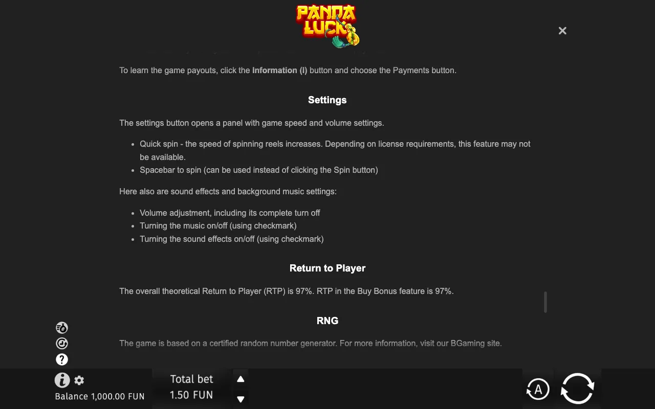 Game rules, page 7 — Panda Luck
