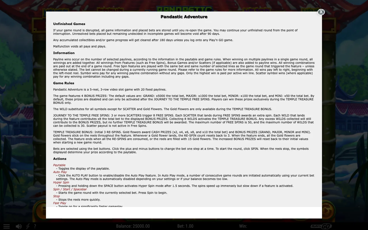 Game rules, page 1 — Pandastic Adventure