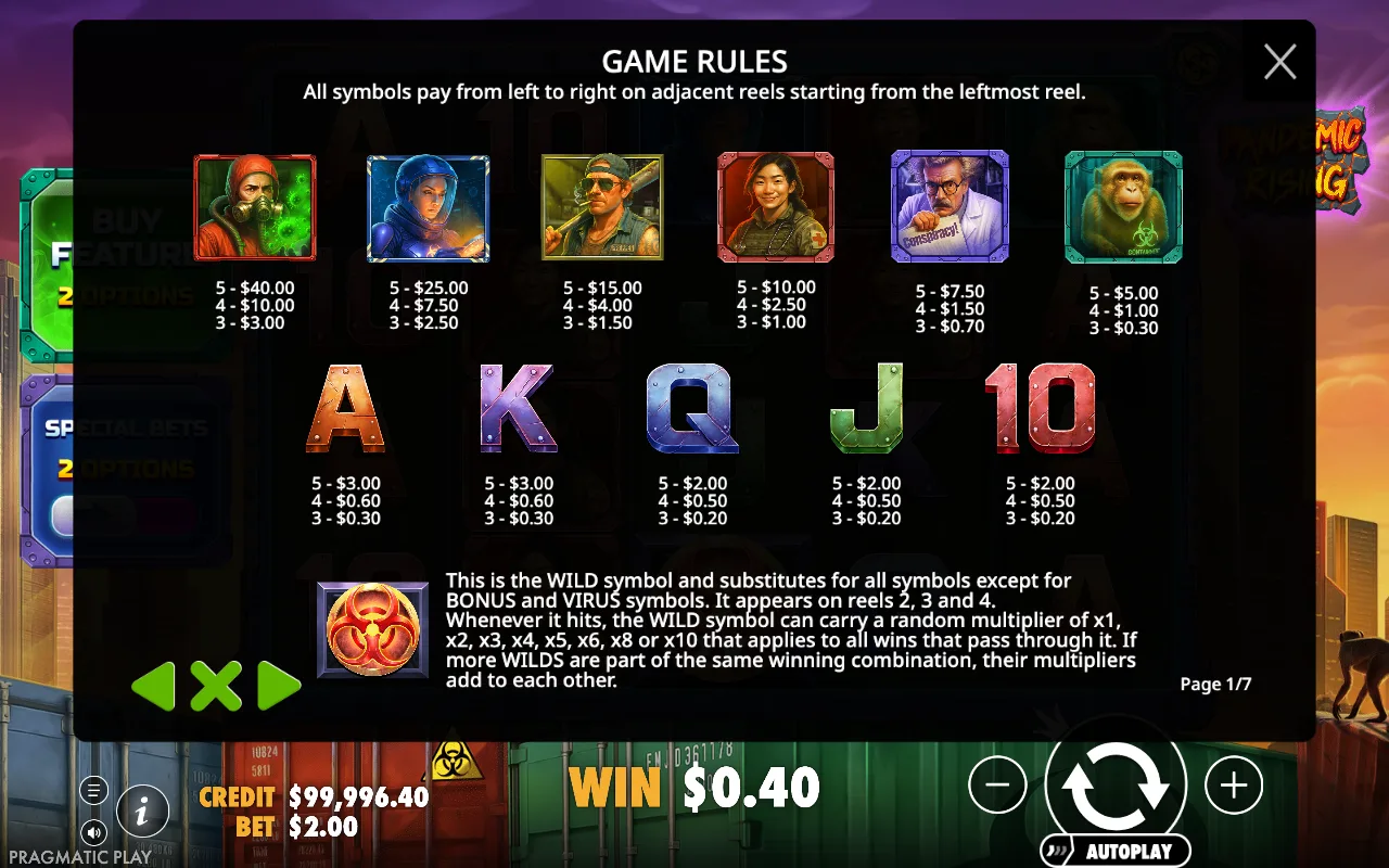 Game rules, page 1 — Pandemic Rising
