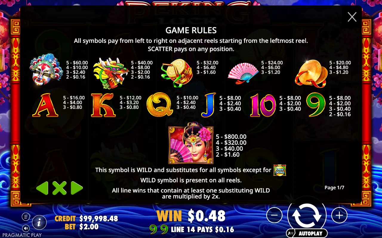 Game rules — Peking Luck