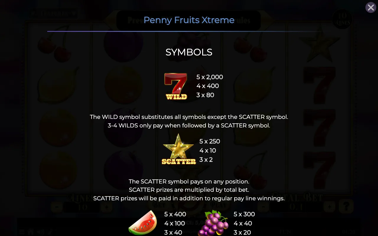 Symbols — Penny Fruits Xtreme