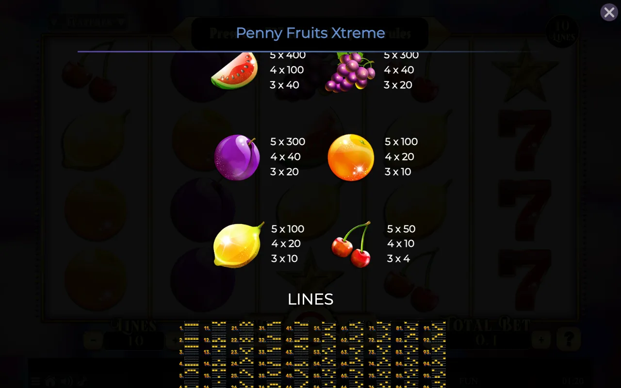 Game rules, page 2 — Penny Fruits Xtreme