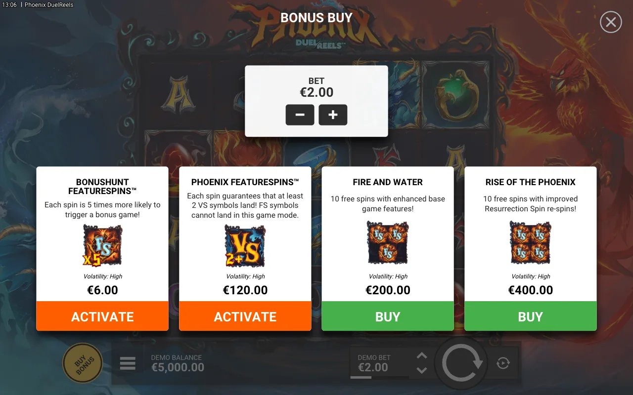 Buying the feature — Phoenix DuelReels