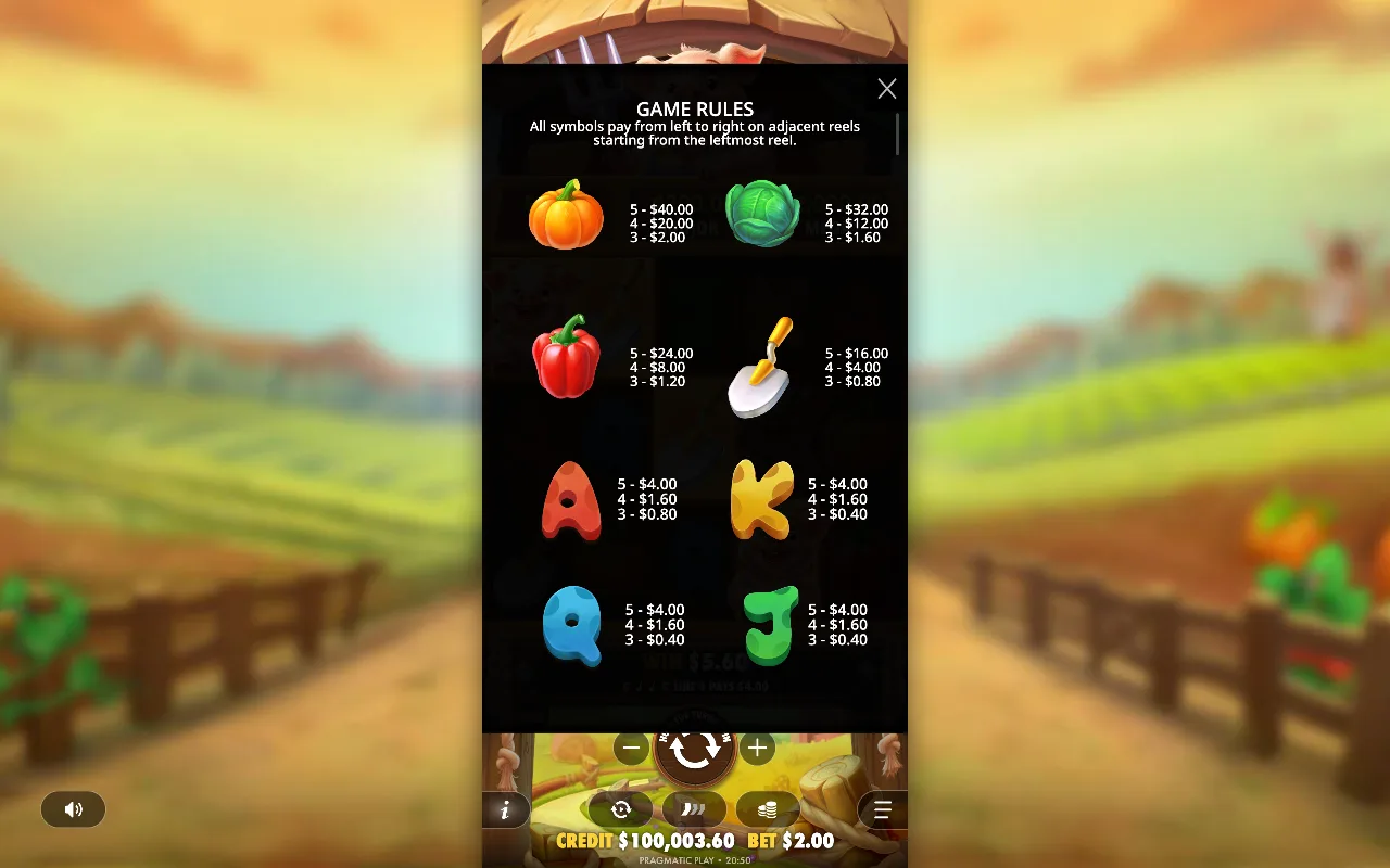 Game rules — Pig Farm