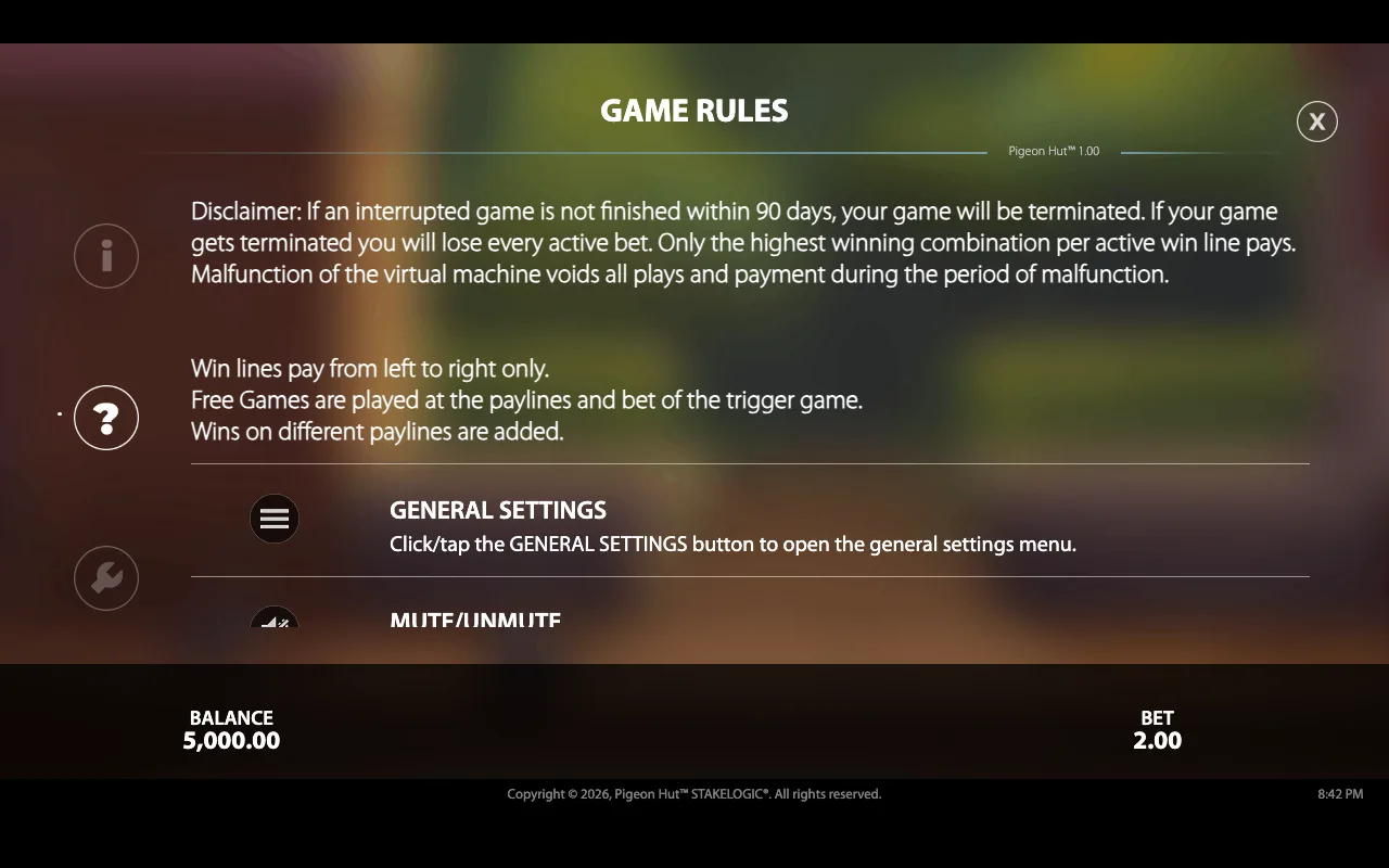 Game rules — Pigeon Hut