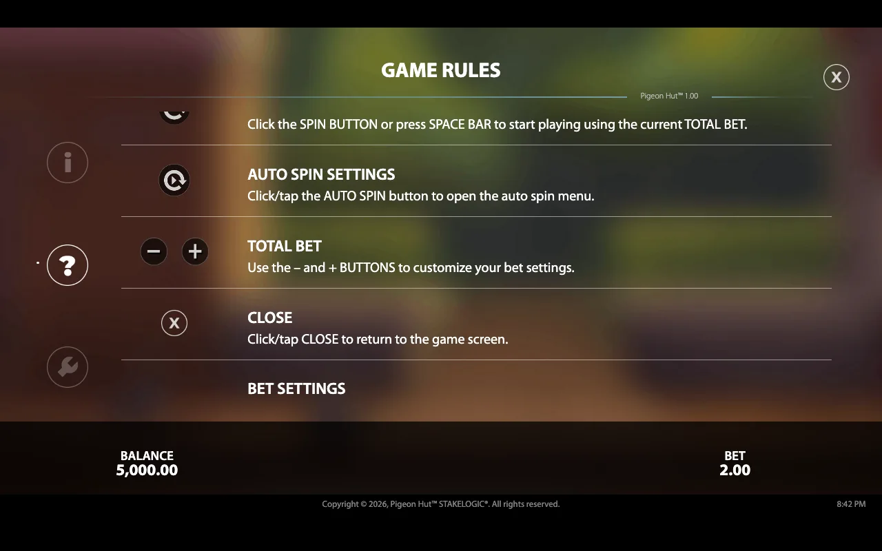 Game rules — Pigeon Hut