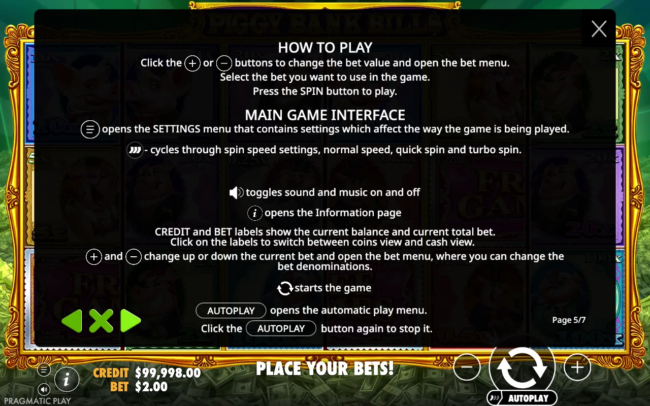How to play — Piggy Bank Bills