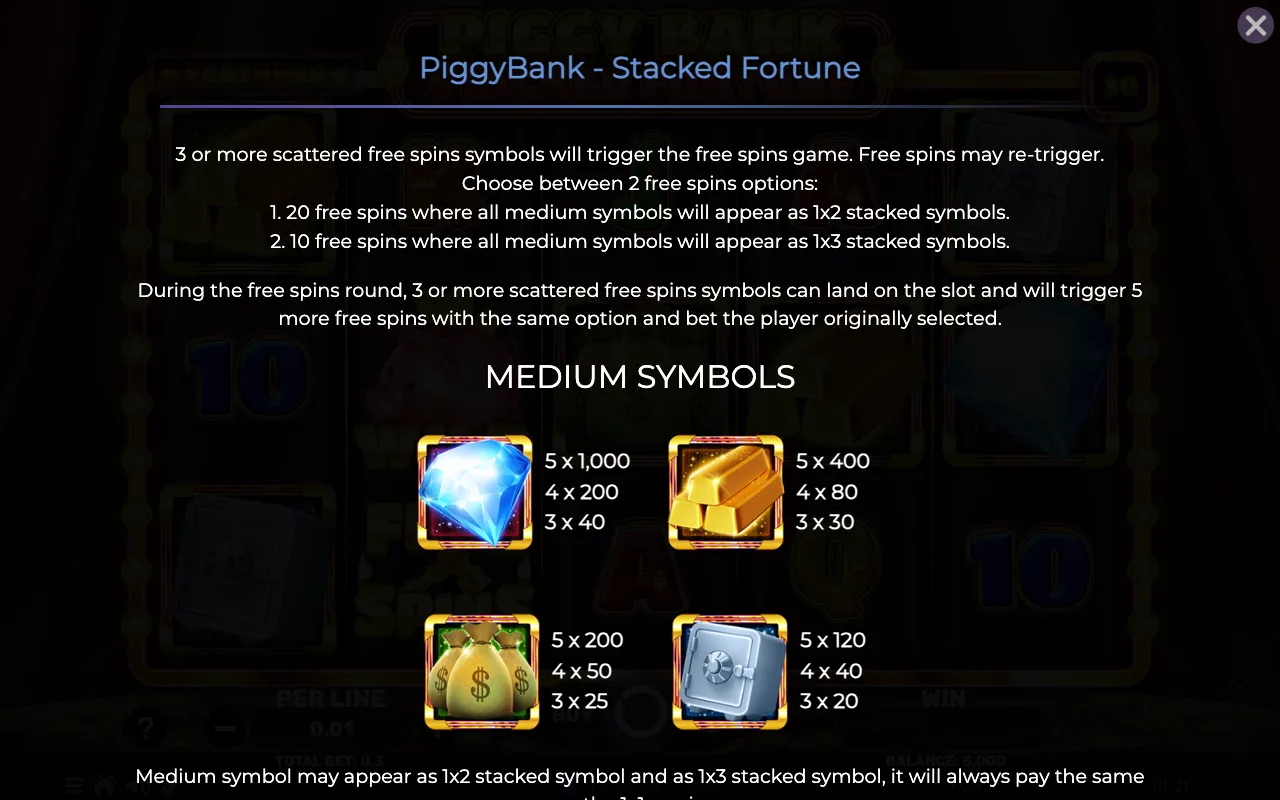 Game rules, page 2 — Piggy Bank Stacked Fortune