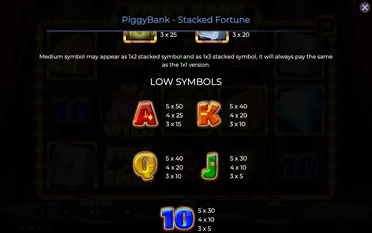 Low symbols — Piggy Bank Stacked Fortune