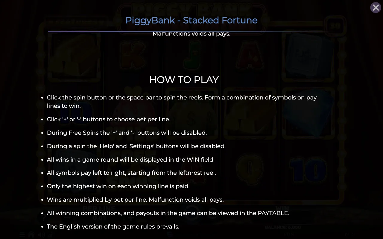 How to play — Piggy Bank Stacked Fortune