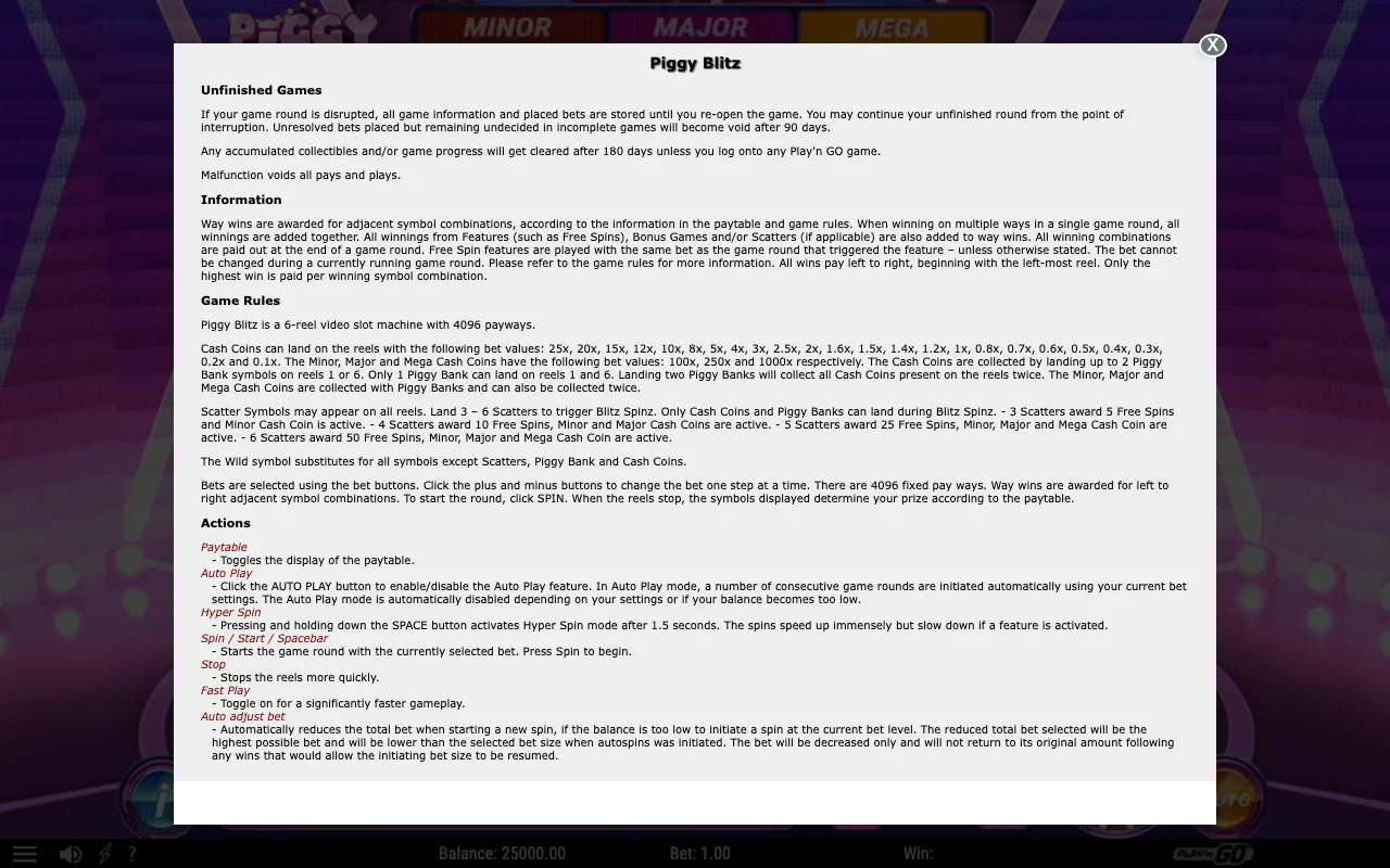 Game rules, page 1 — Piggy Blitz