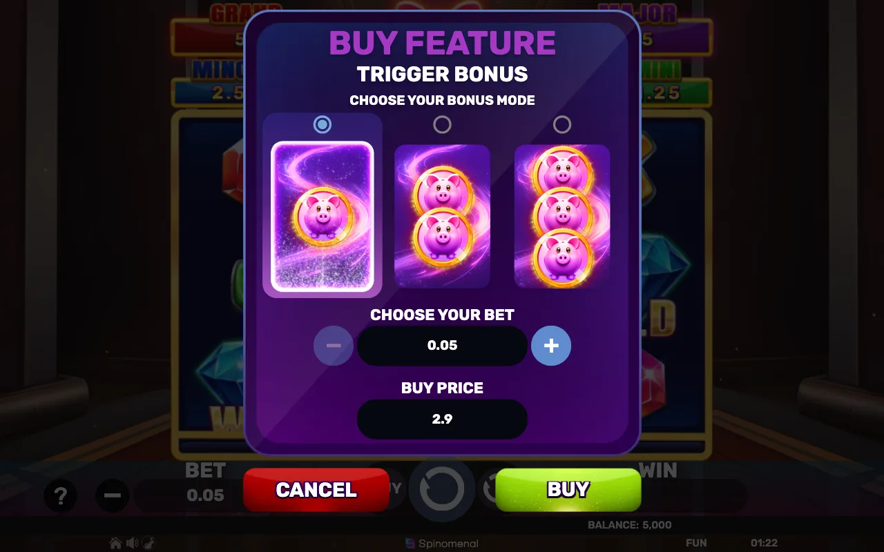 Buying the feature — Piggy Cashout Holdhit 3x3