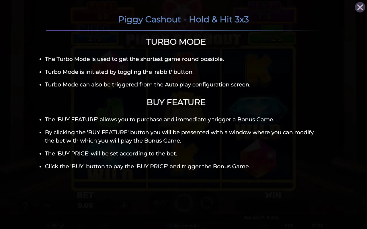Game rules, page 8 — Piggy Cashout Holdhit 3x3