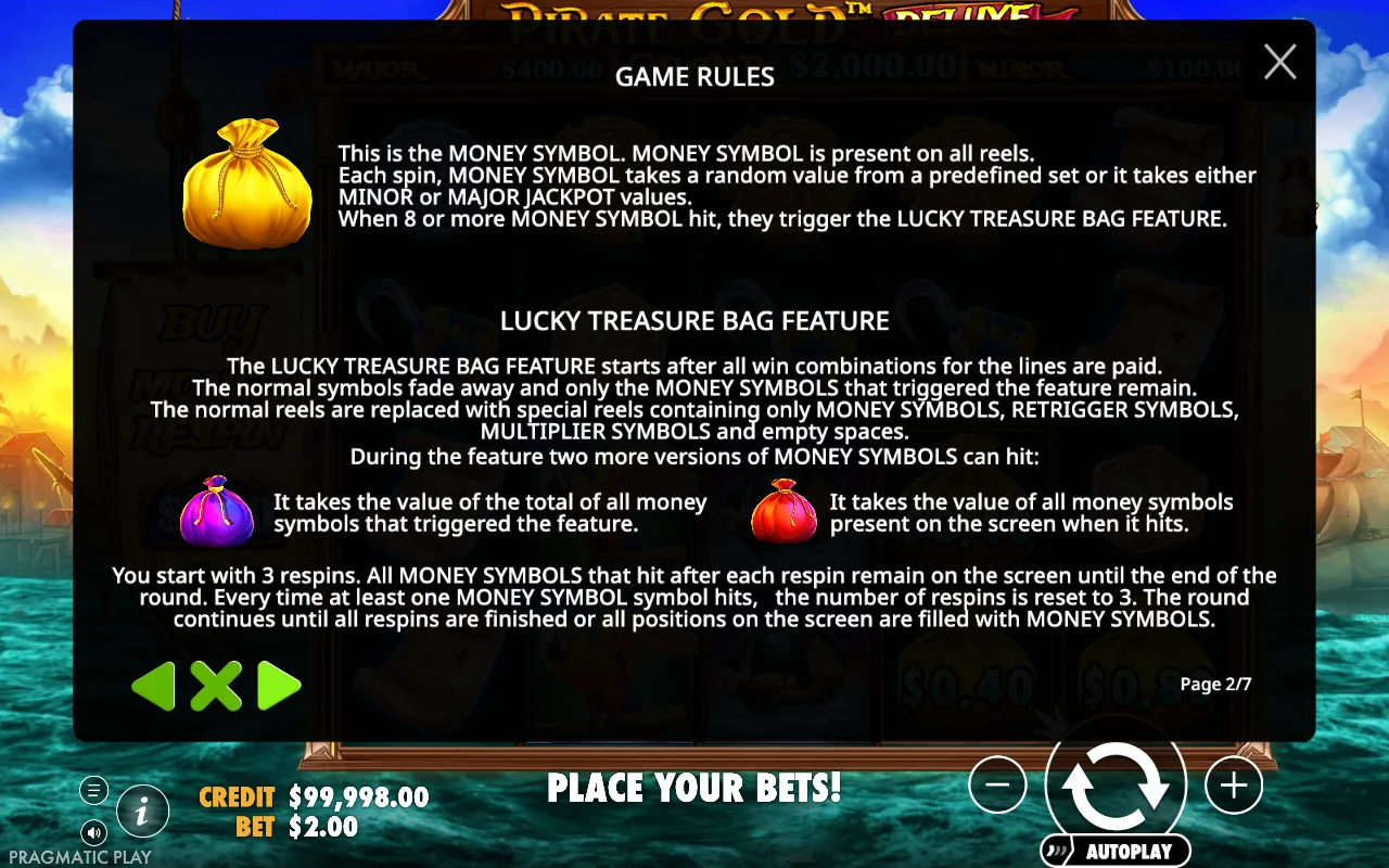 Game rules — Pirate Gold Deluxe