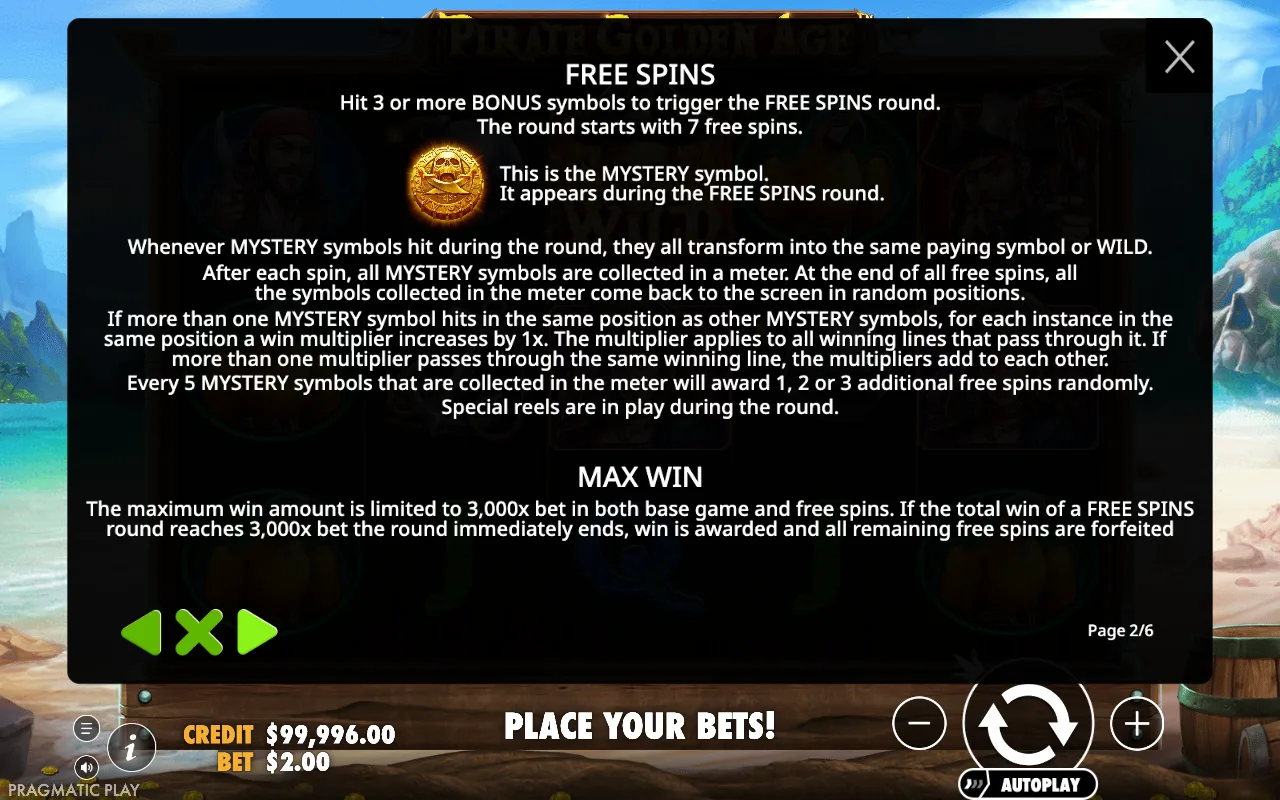 Free spins — Pirate Golden Age