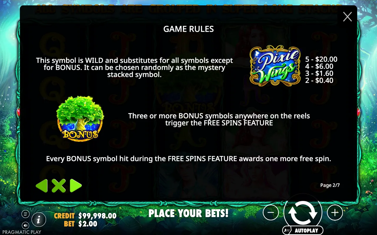 Game rules — Pixie Wings