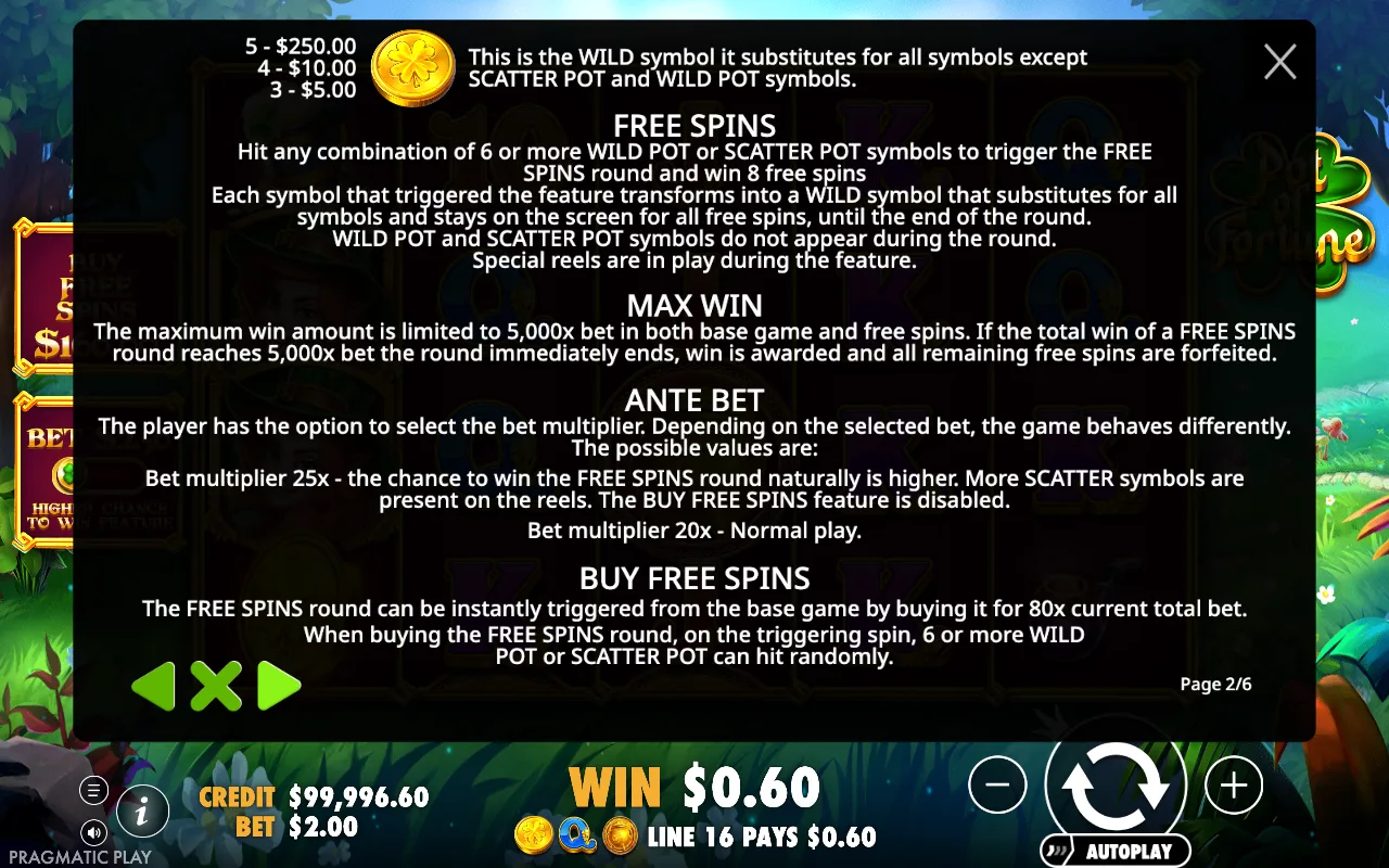 Free spins — Pot of Fortune