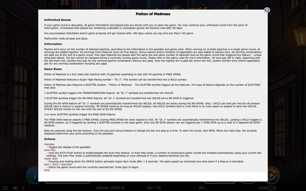 Game rules, page 1 — Potion of Madness