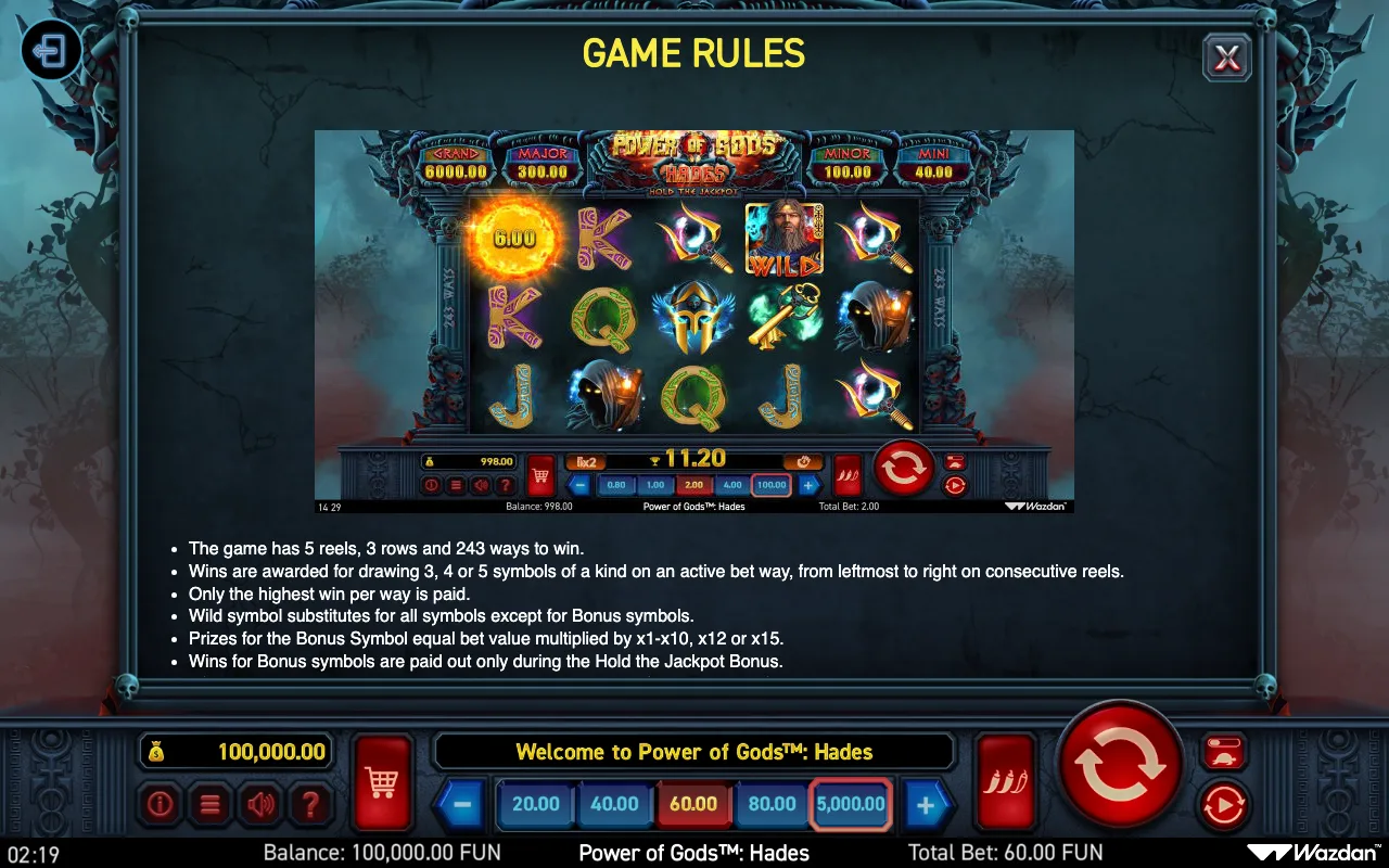 Game rules, page 10 — Power of Gods Hades