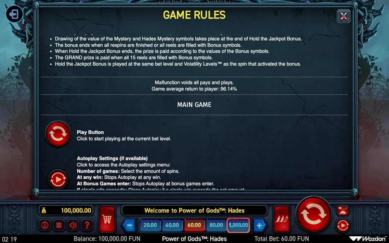 Game rules, page 12 — Power of Gods Hades