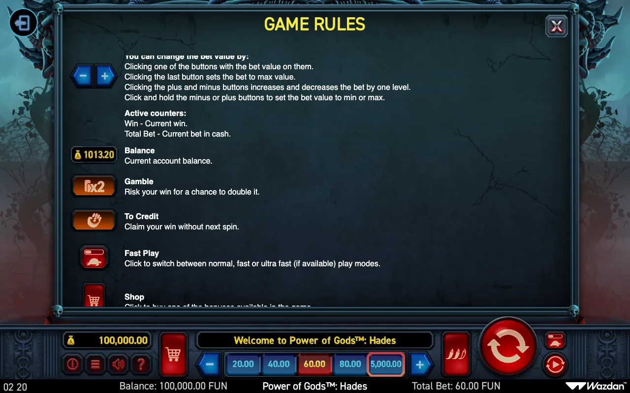 Game rules, page 13 — Power of Gods Hades