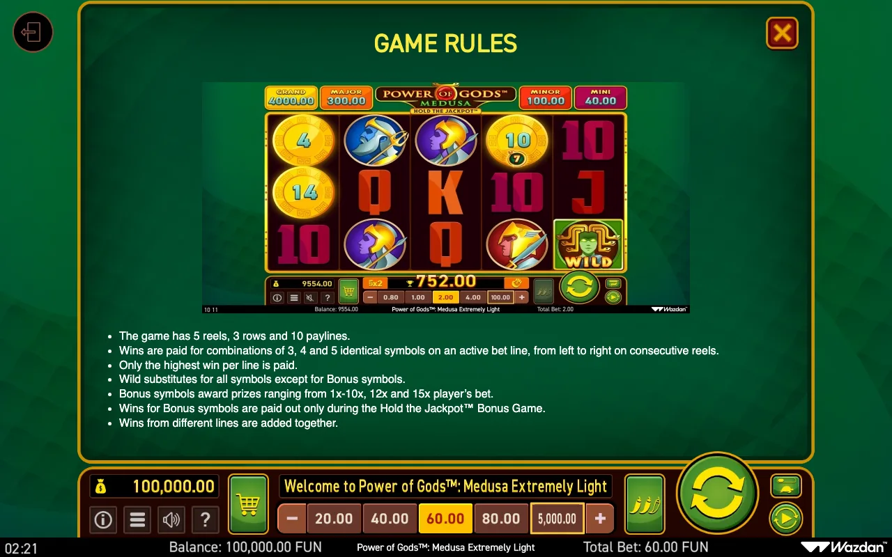 Game rules, page 9 — Power of Gods Medusa Extremely Light