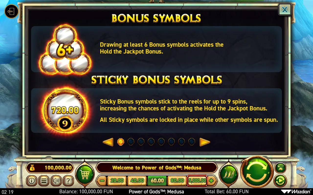 Bonus symbols — Power of Gods Medusa