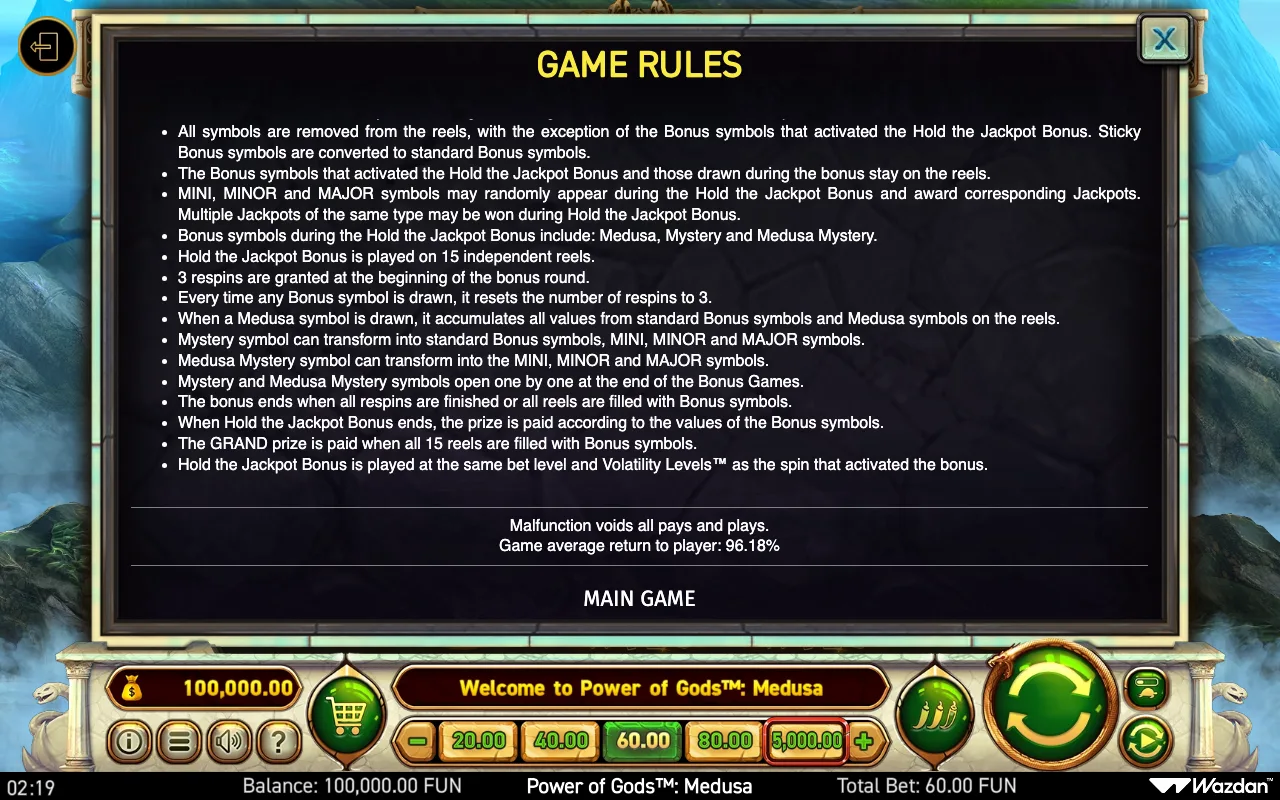 Game rules, page 10 — Power of Gods Medusa