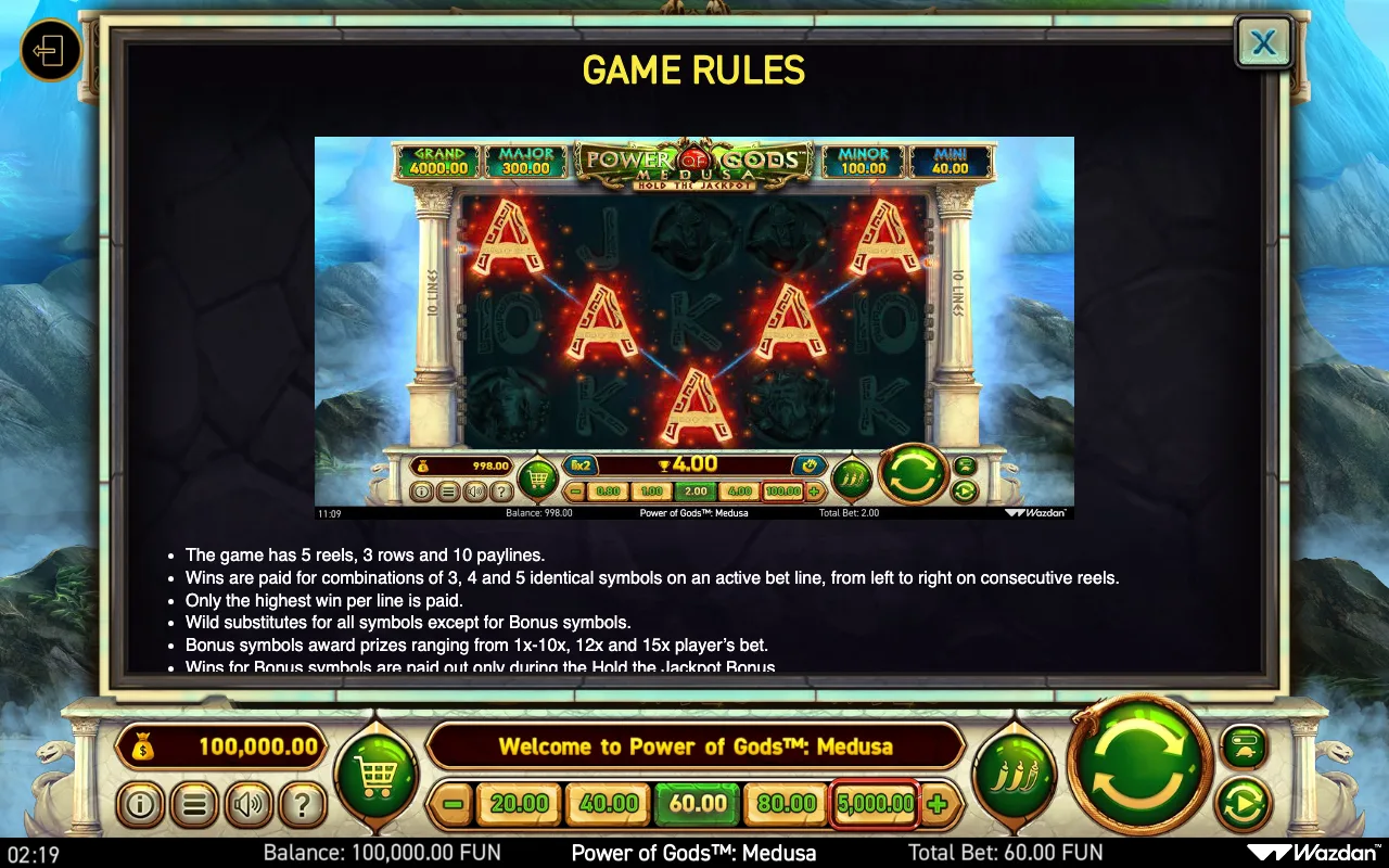 Game rules, page 9 — Power of Gods Medusa