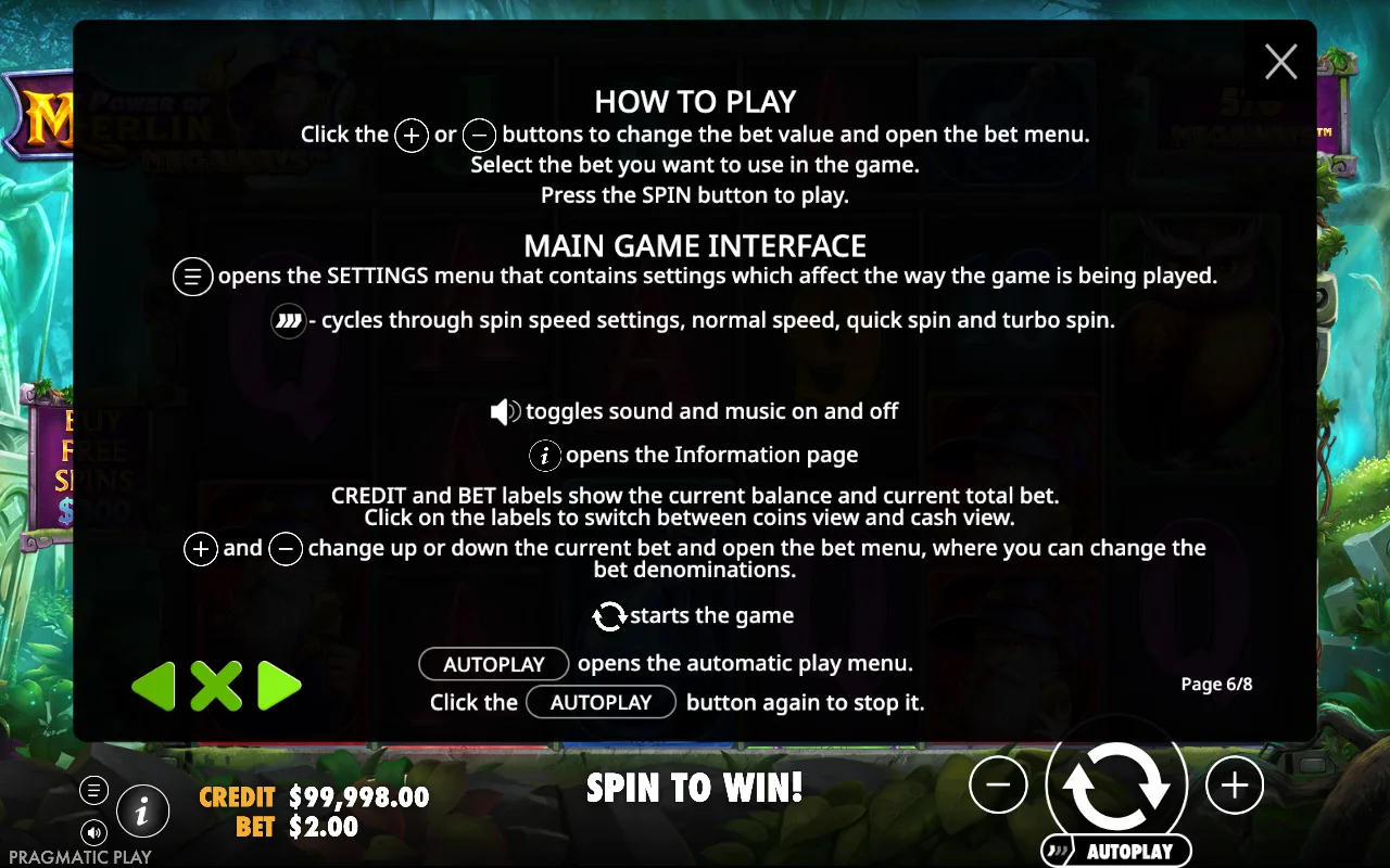 How to play — Power of Merlin Megaways