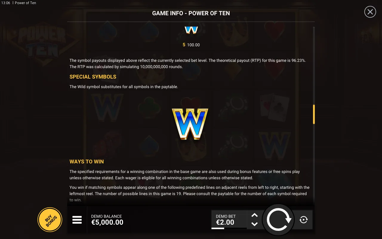 Special symbols — Power of Ten