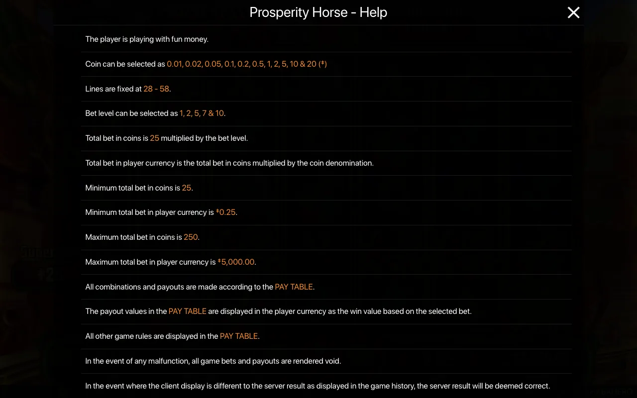 Spielregeln, Seite 1 — Prosperity Horse