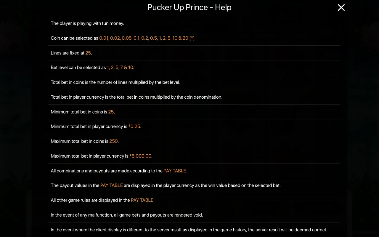 Spielregeln, Seite 1 — Pucker Up Prince