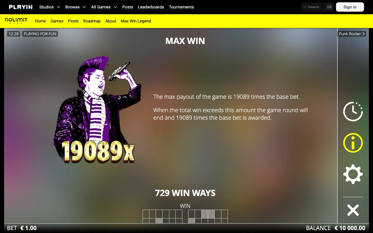 Max win — Punk Rocker 3