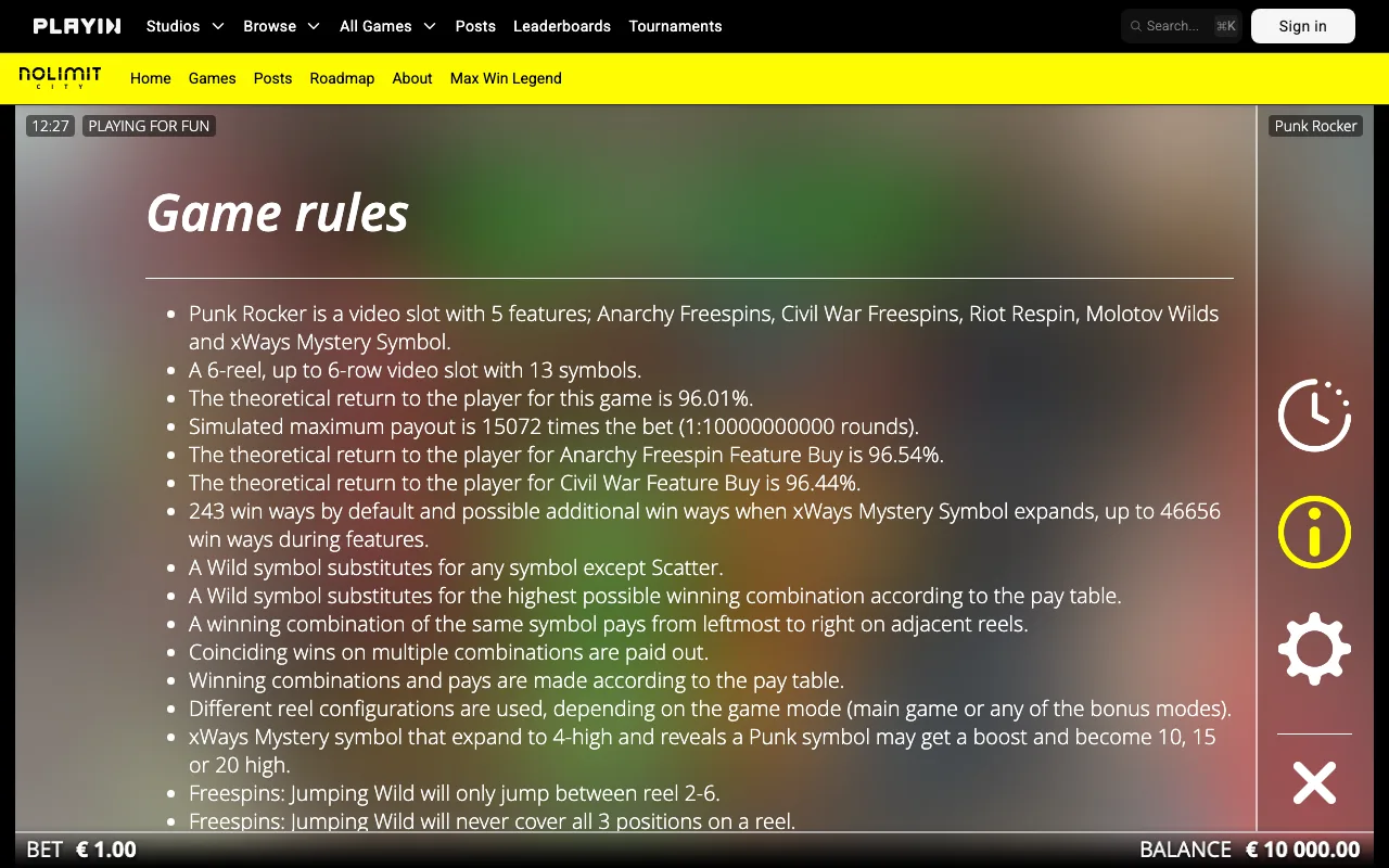 Game rules, page 1 — Punk Rocker