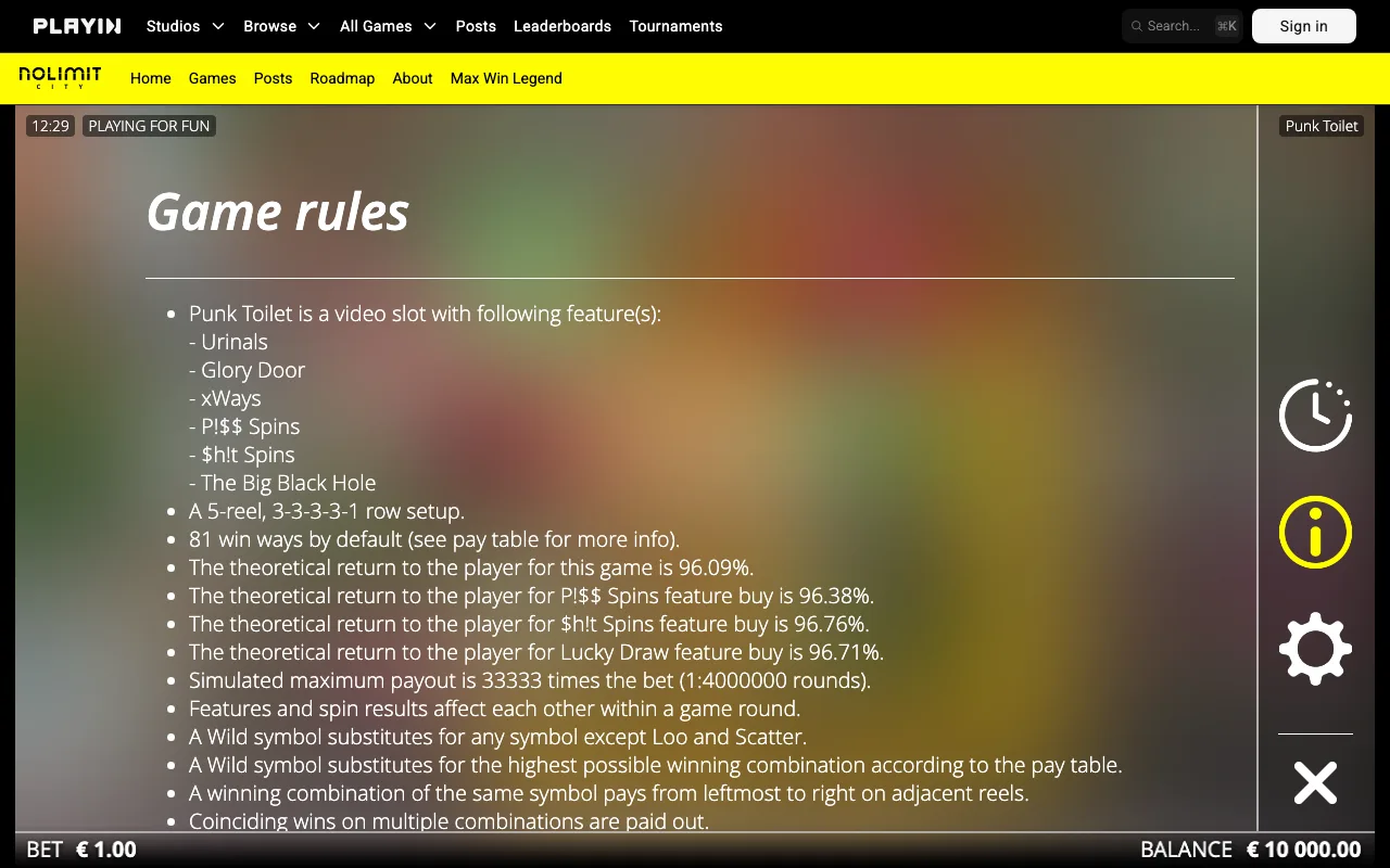 Game rules, page 1 — Punk Toilet