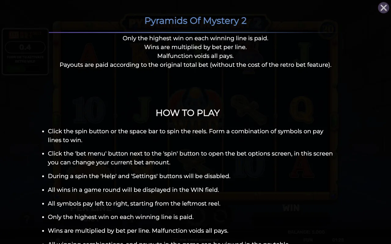 How to play — Pyramids of Mystery 2