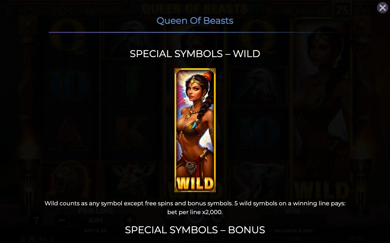 Special symbols - wild — Queen of Beasts