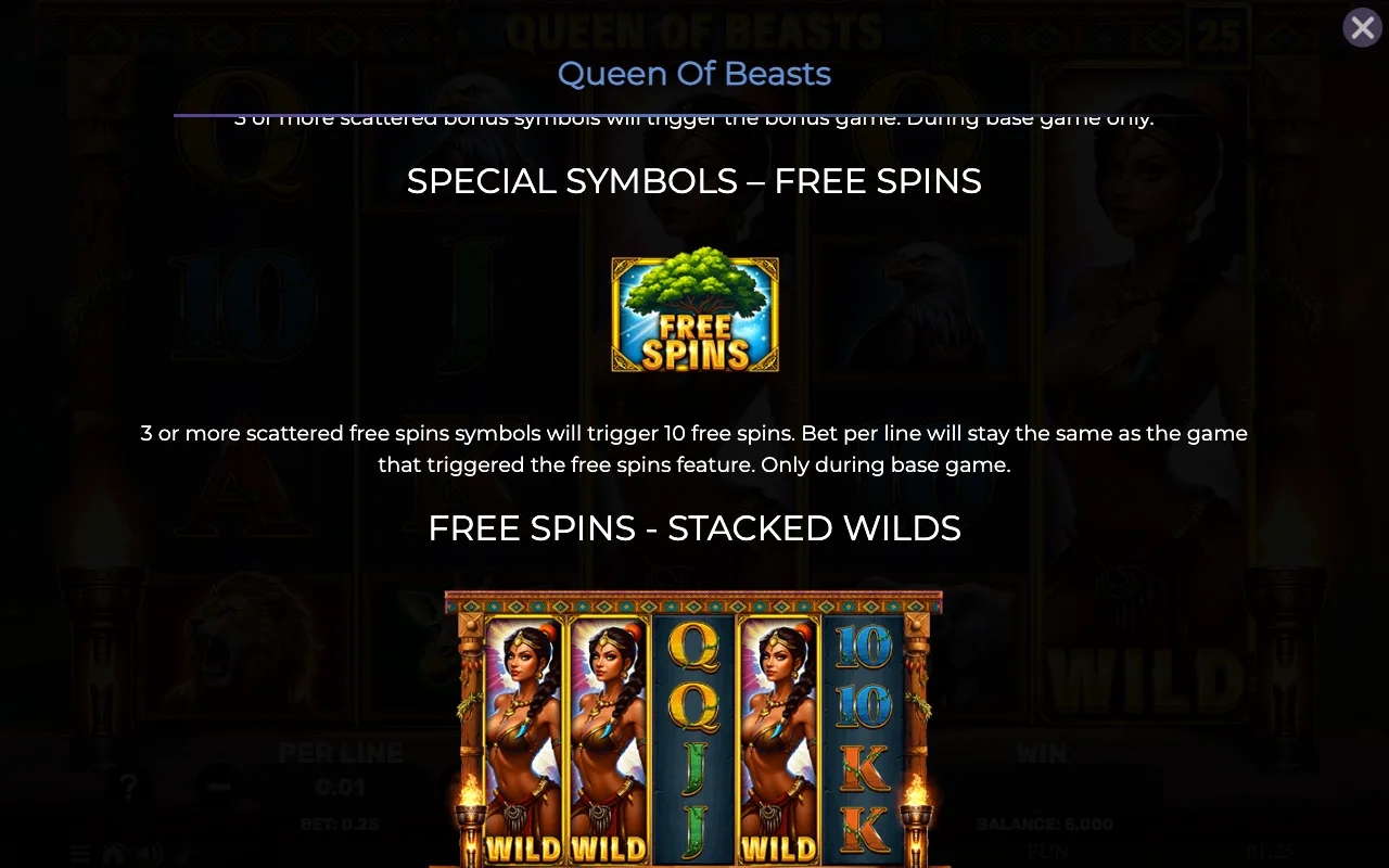 Special symbols - free spins — Queen of Beasts