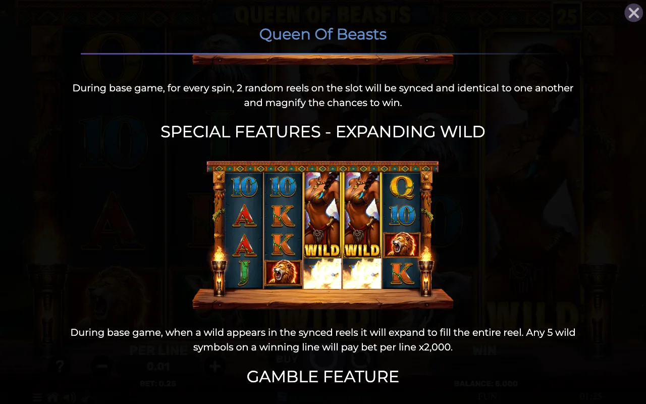 Special features - expanding wild — Queen of Beasts