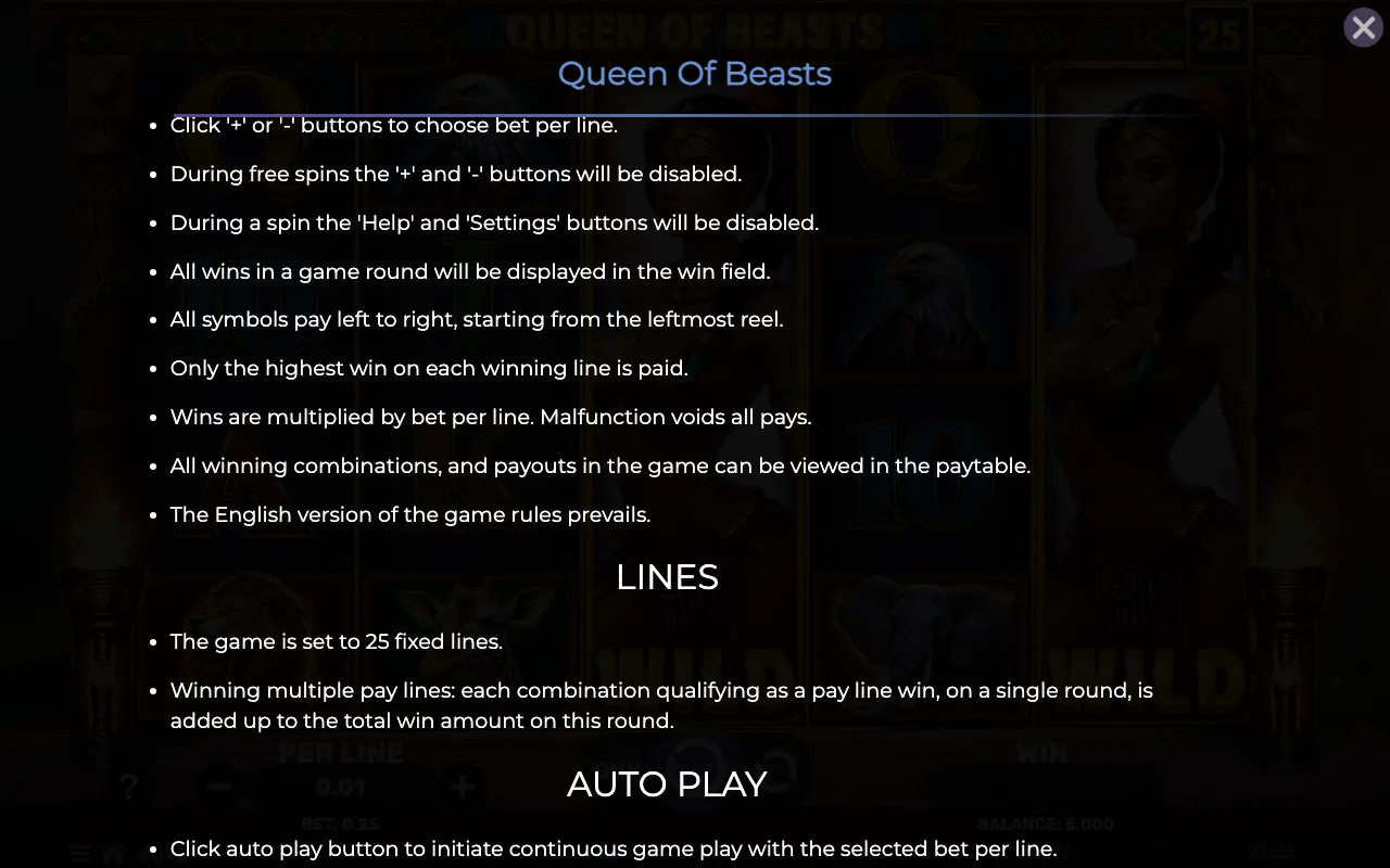 Game rules, page 7 — Queen of Beasts