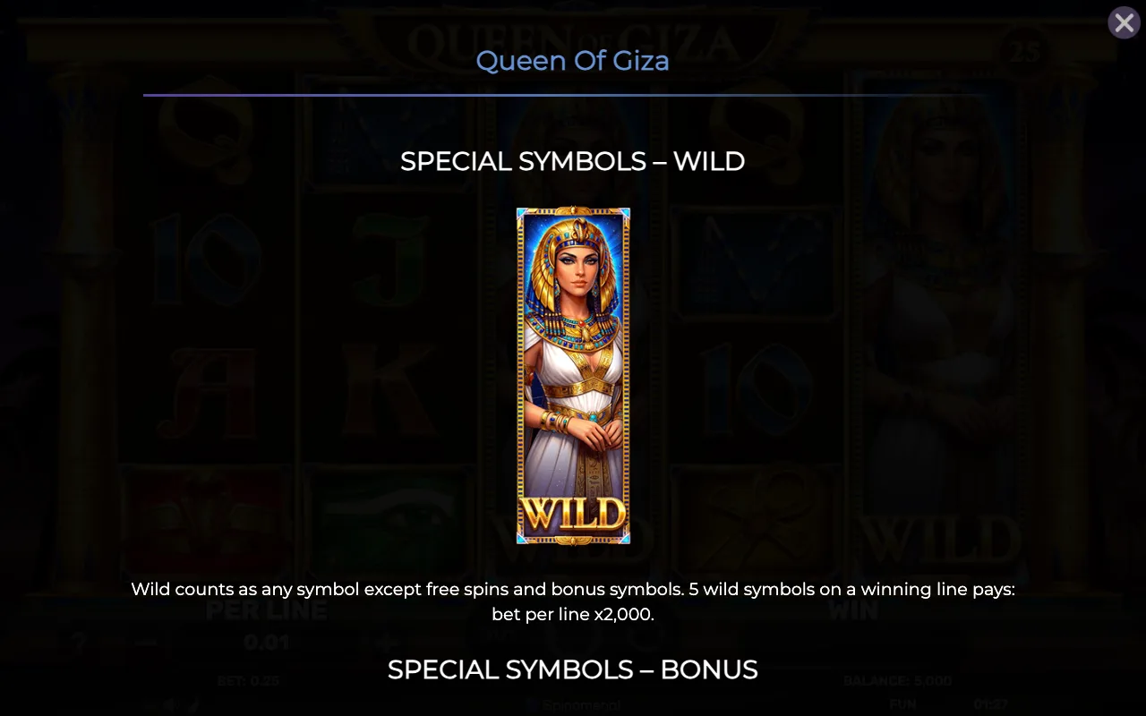 Special symbols - wild — Queen of Giza