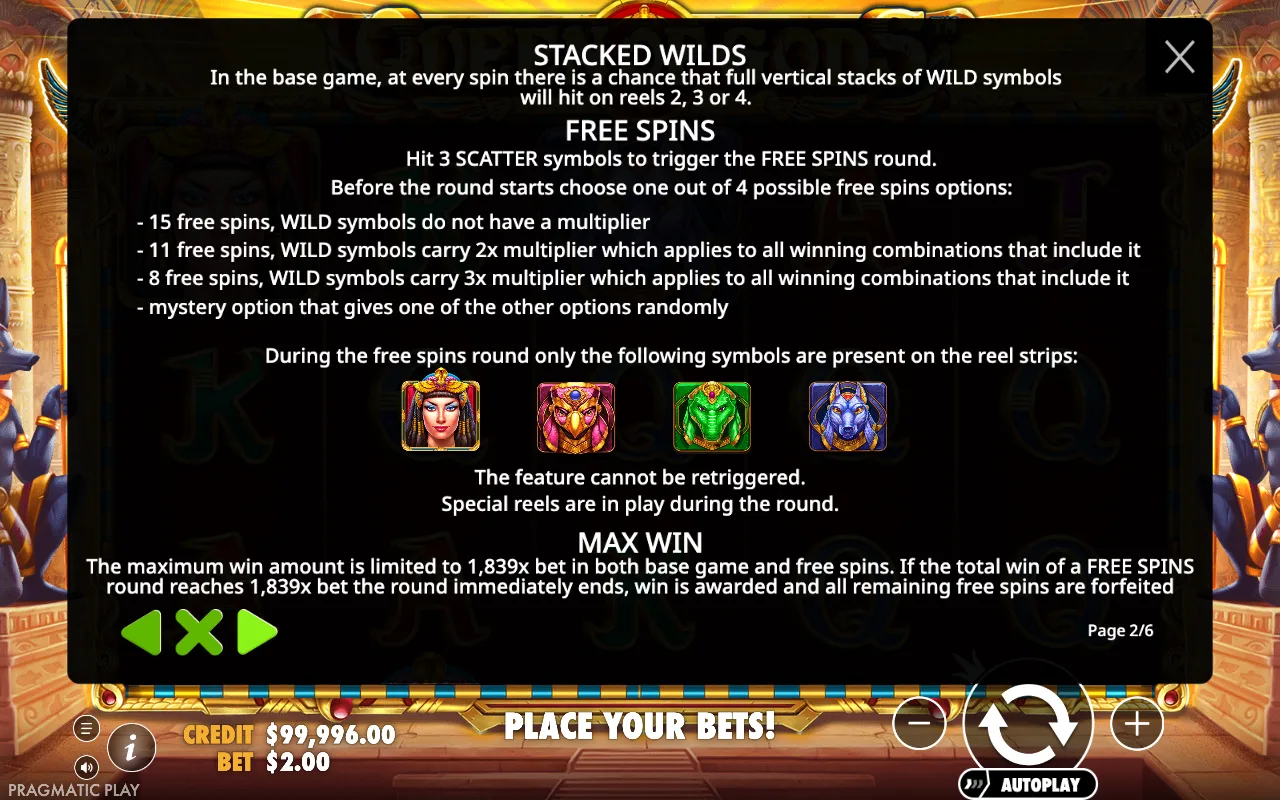 Free spins — Queen of Gods